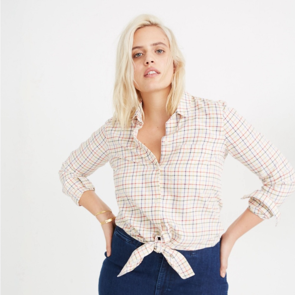 Madewell Colorful Tie Front Button Up